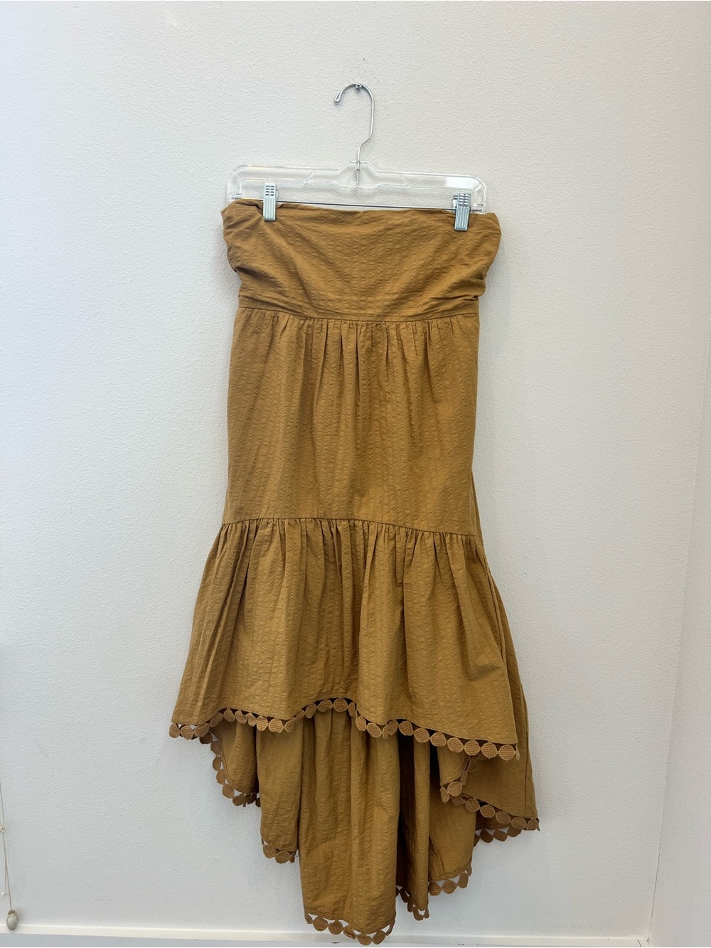 Maeve High-Low Tiered Strapless Mini Dress